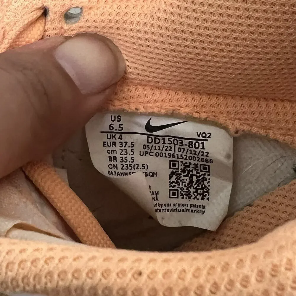 Nike Dunk Low Womens 6.5 Peach Cream Low Top Sneakers Casual Shoes DD1503-801